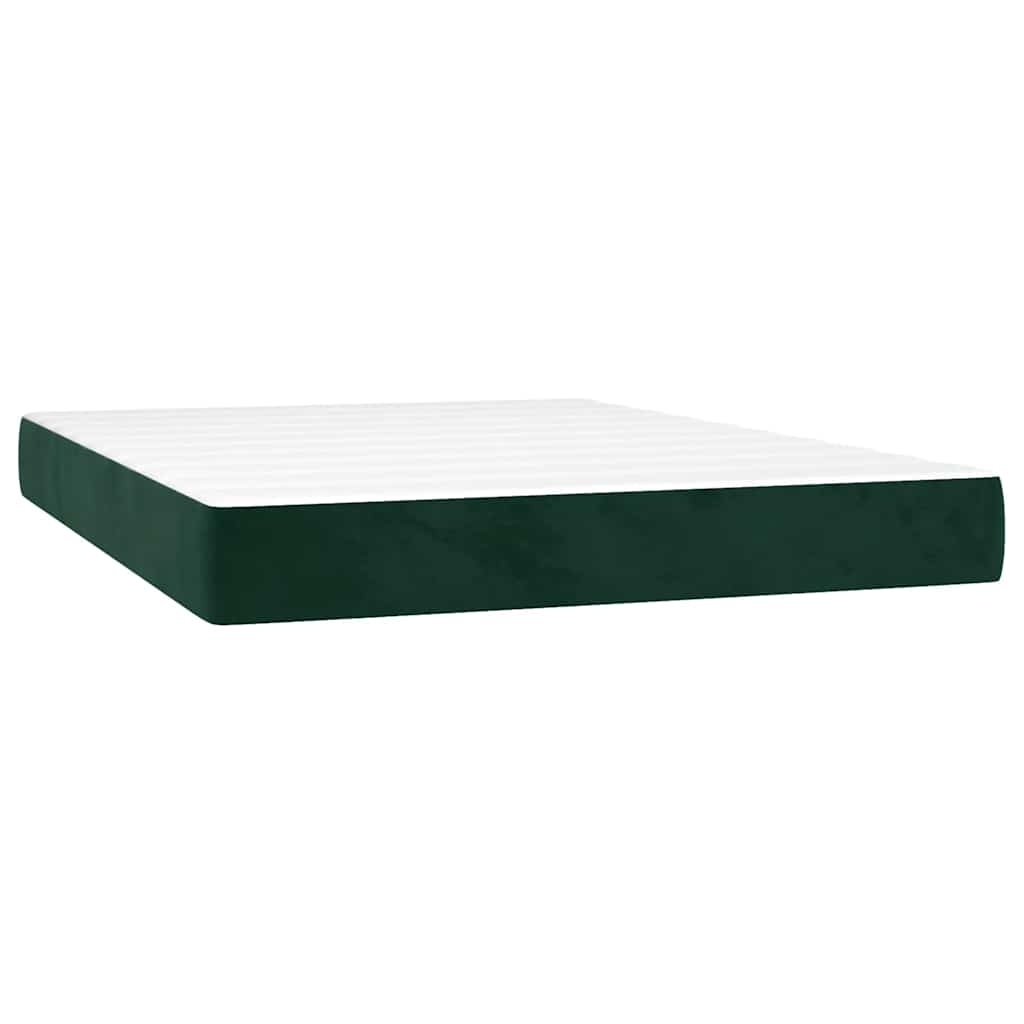vidaXL Κρεβάτι Boxspring με Στρώμα Σκούρο Πράσινο 140x200εκ. Βελούδινο