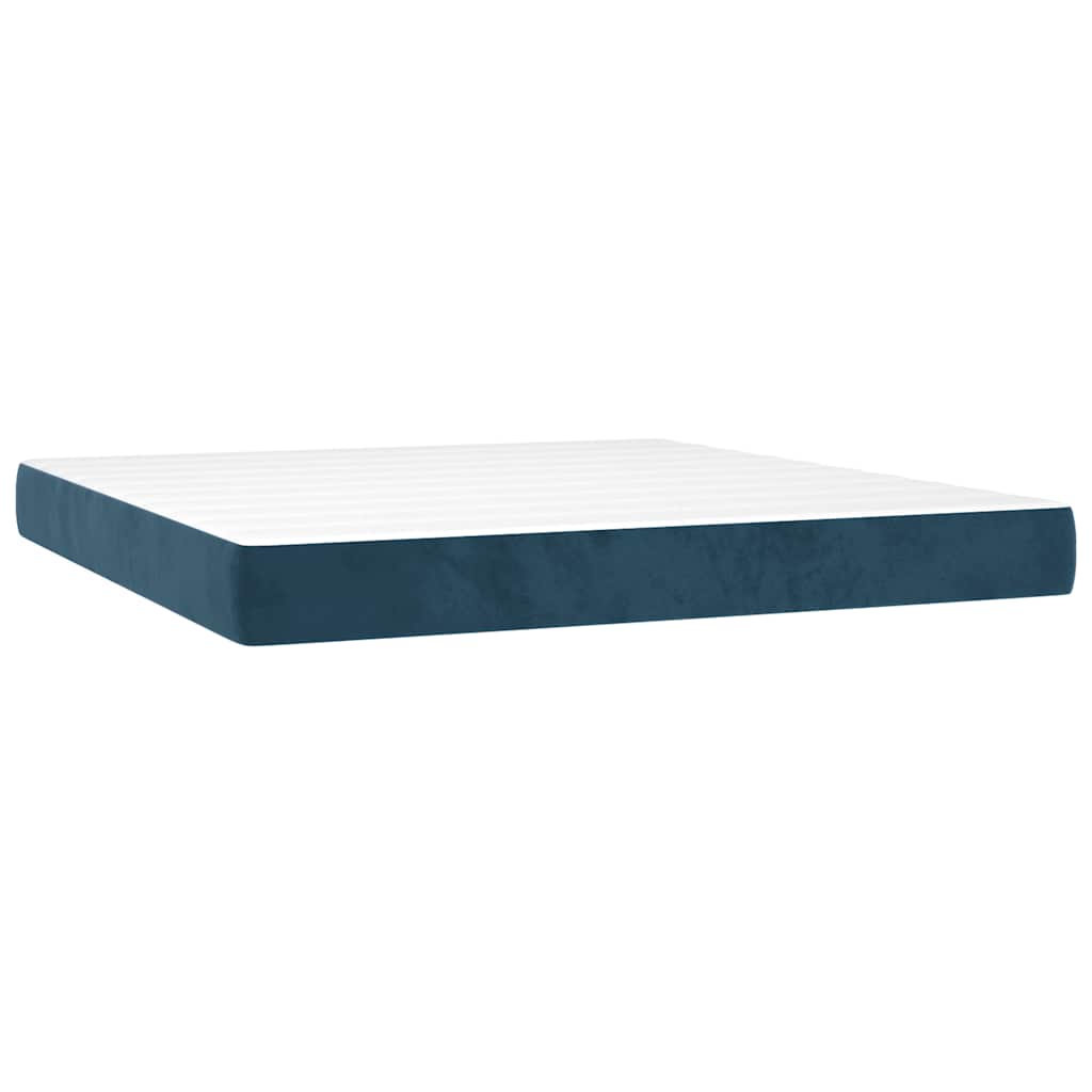 vidaXL Κρεβάτι Boxspring με Στρώμα Σκούρο Μπλε 180x200 εκ. Βελούδινο
