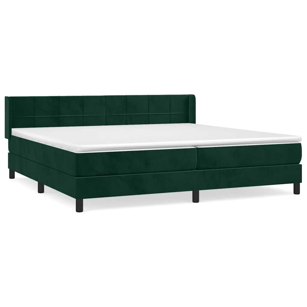 vidaXL Κρεβάτι Boxspring με Στρώμα Σκούρο Πράσινο 200x200εκ. Βελούδινο