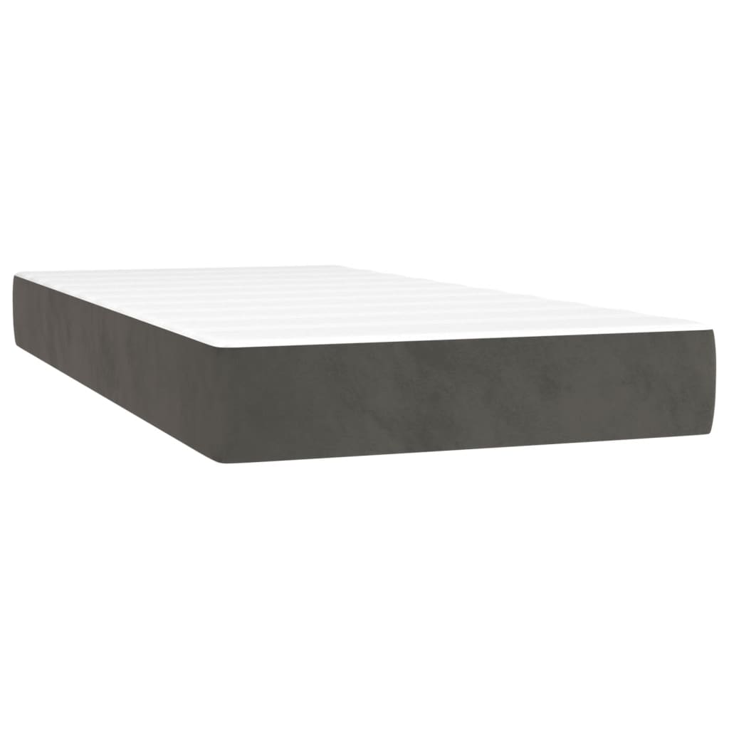 vidaXL Κρεβάτι Boxspring με Στρώμα Σκούρο Γκρι 90x190 εκ. Βελούδινο
