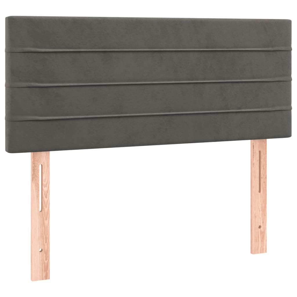 vidaXL Κρεβάτι Boxspring με Στρώμα Σκούρο Γκρι 90x190 εκ. Βελούδινο