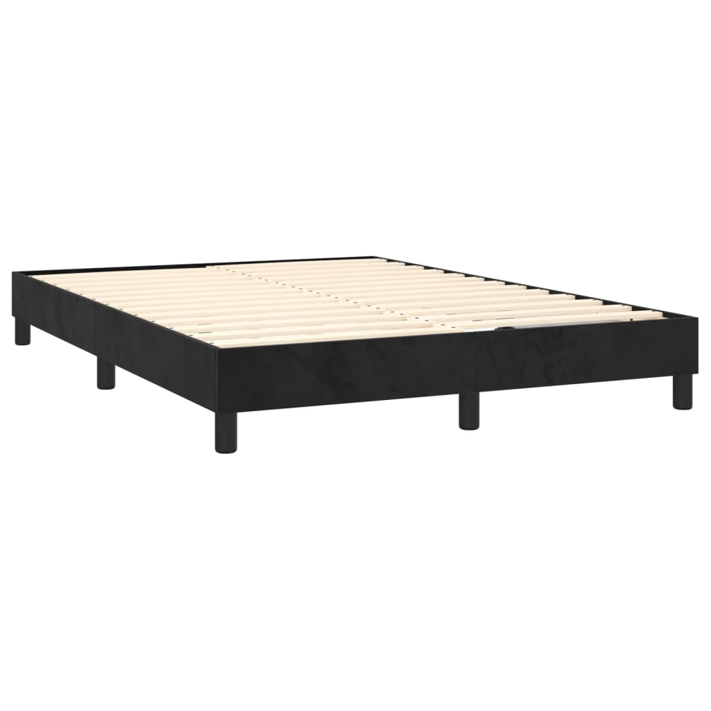 vidaXL Κρεβάτι Boxspring με Στρώμα Μαύρο 140x190 εκ. Βελούδινο