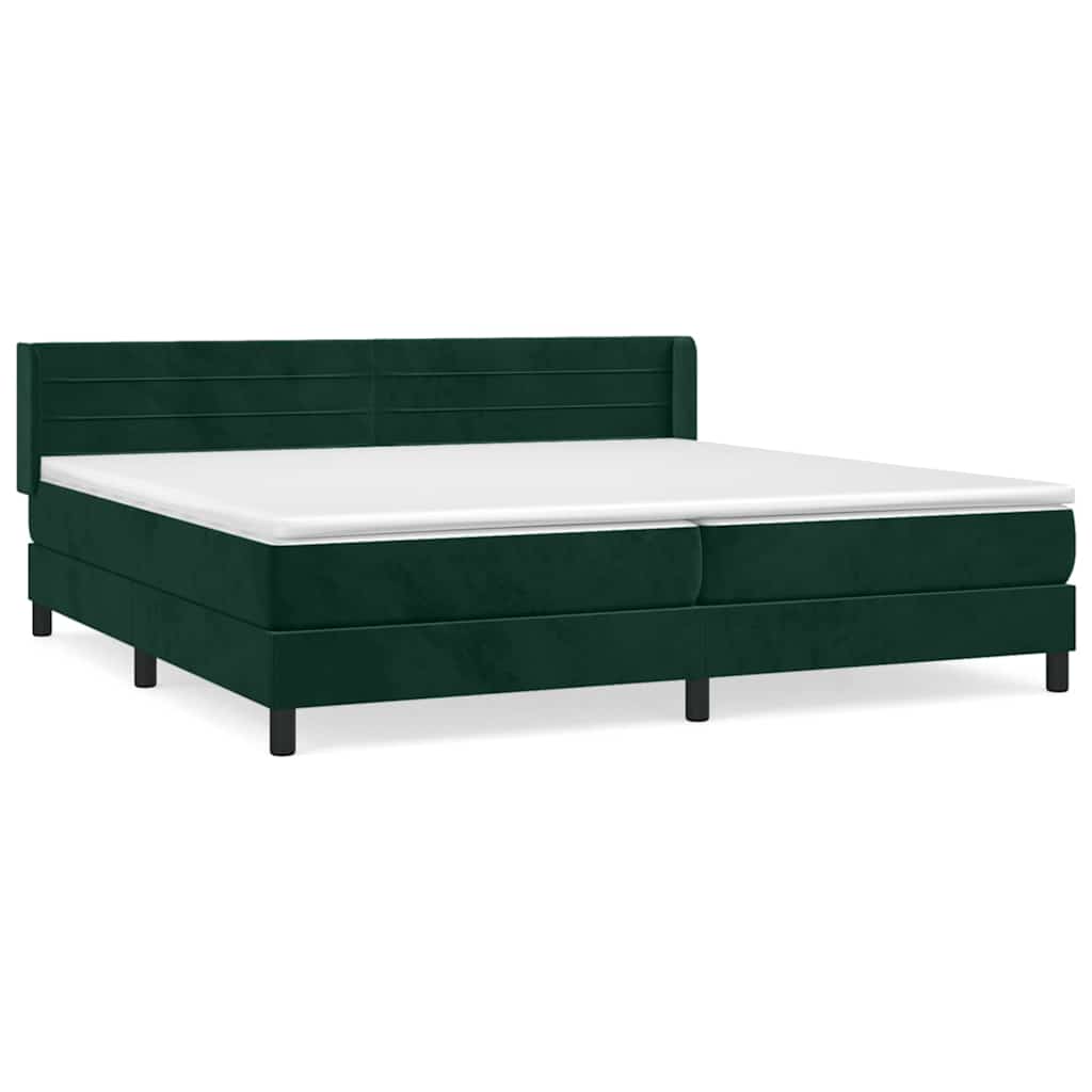 vidaXL Κρεβάτι Boxspring με Στρώμα Σκούρο Πράσινο 200x200εκ. Βελούδινο