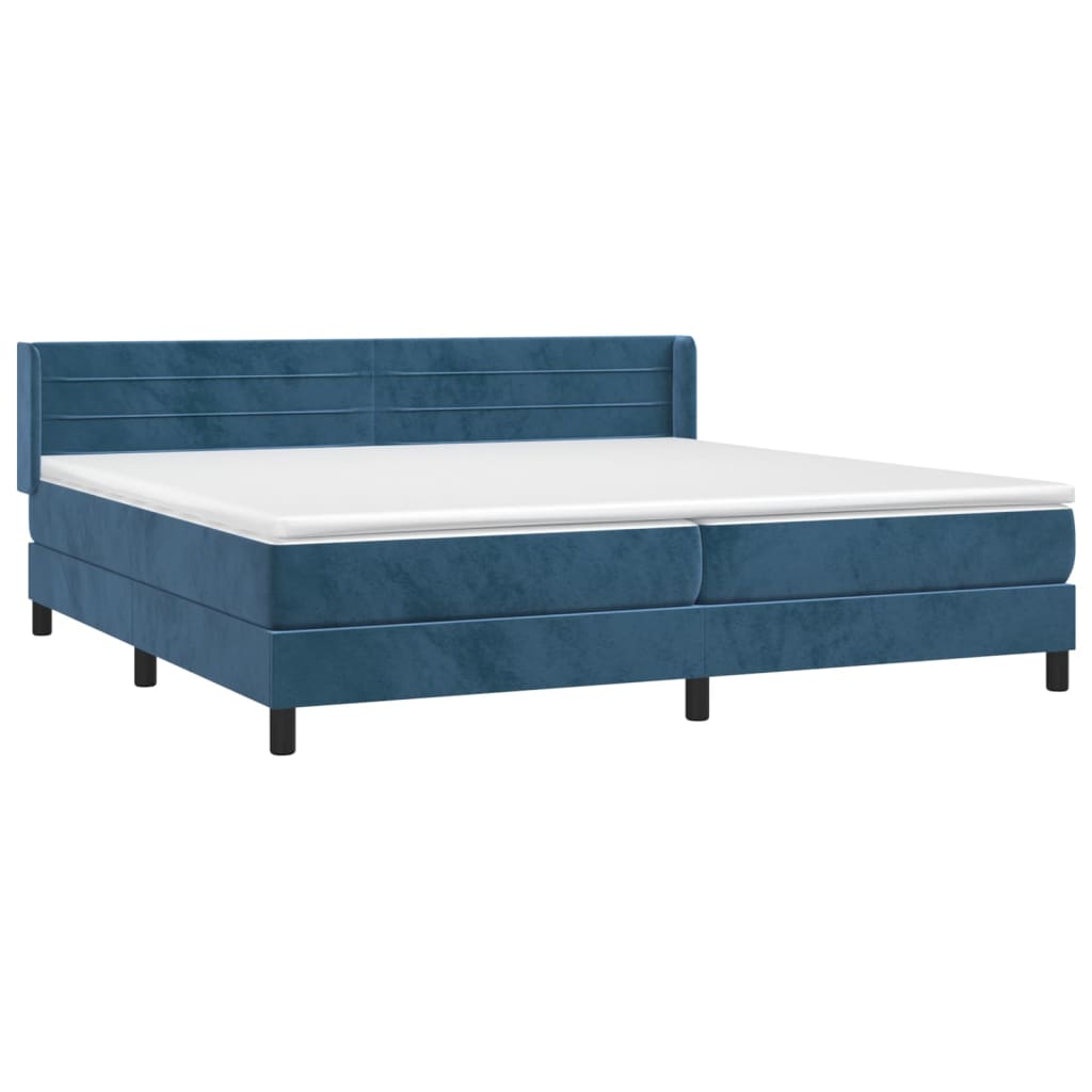 vidaXL Κρεβάτι Boxspring με Στρώμα Σκούρο Μπλε 200x200 εκ. Βελούδινο