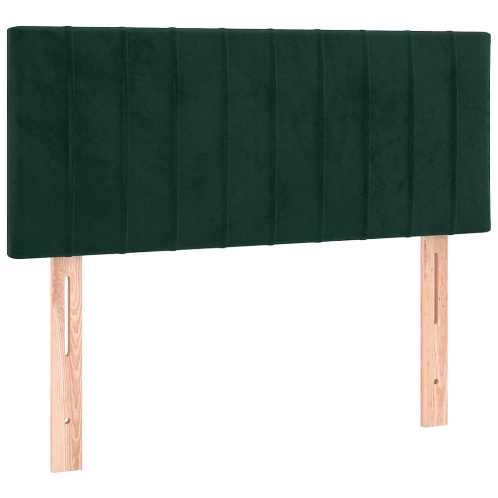 vidaXL Κρεβάτι Boxspring με Στρώμα Σκούρο Πράσινο 90x190 εκ. Βελούδινο