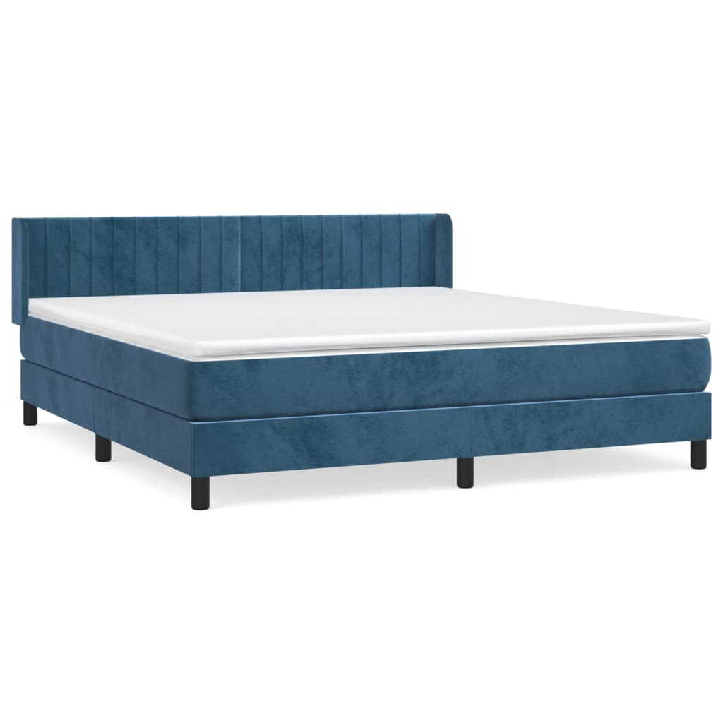 vidaXL Κρεβάτι Boxspring με Στρώμα Σκούρο Μπλε 160x200 εκ. Βελούδινο