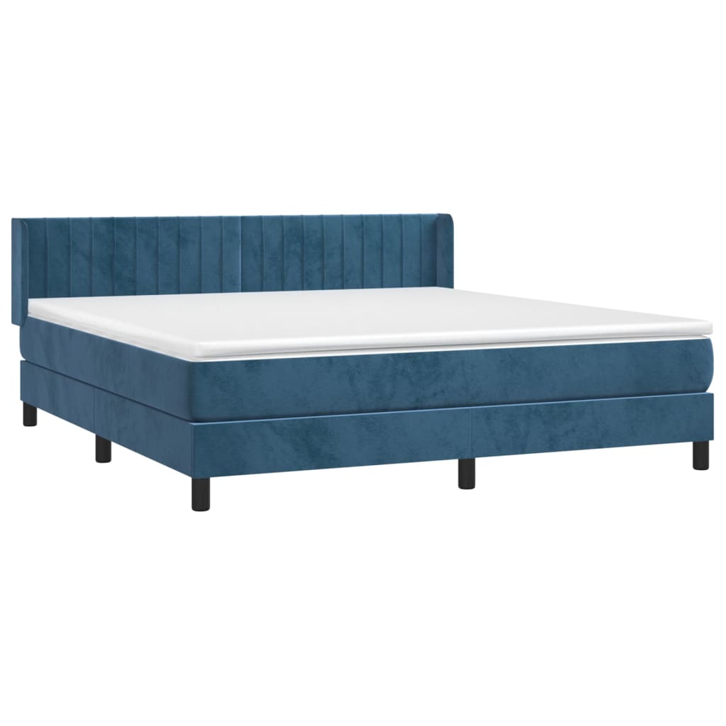 vidaXL Κρεβάτι Boxspring με Στρώμα Σκούρο Μπλε 160x200 εκ. Βελούδινο