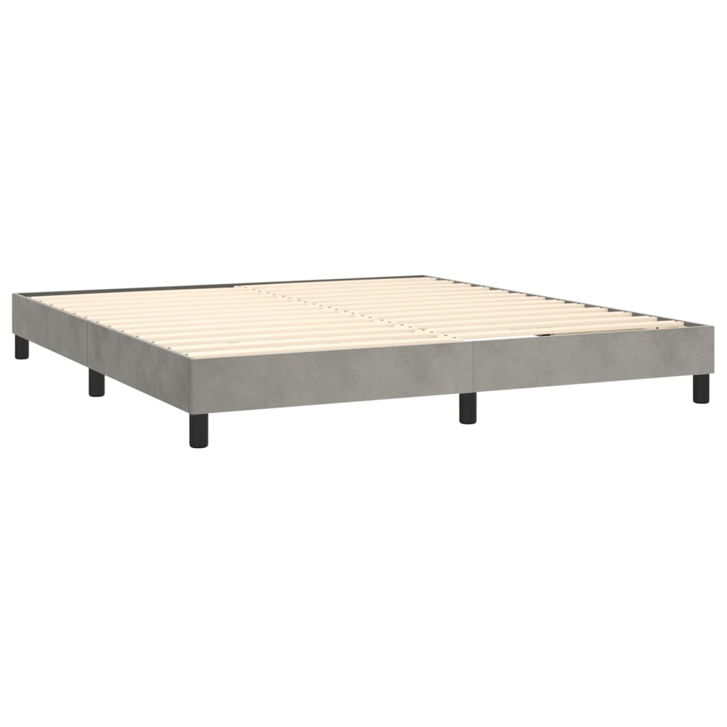 vidaXL Κρεβάτι Boxspring με Στρώμα Ανοιχτό Γκρι 180x200 εκ. Βελούδινο