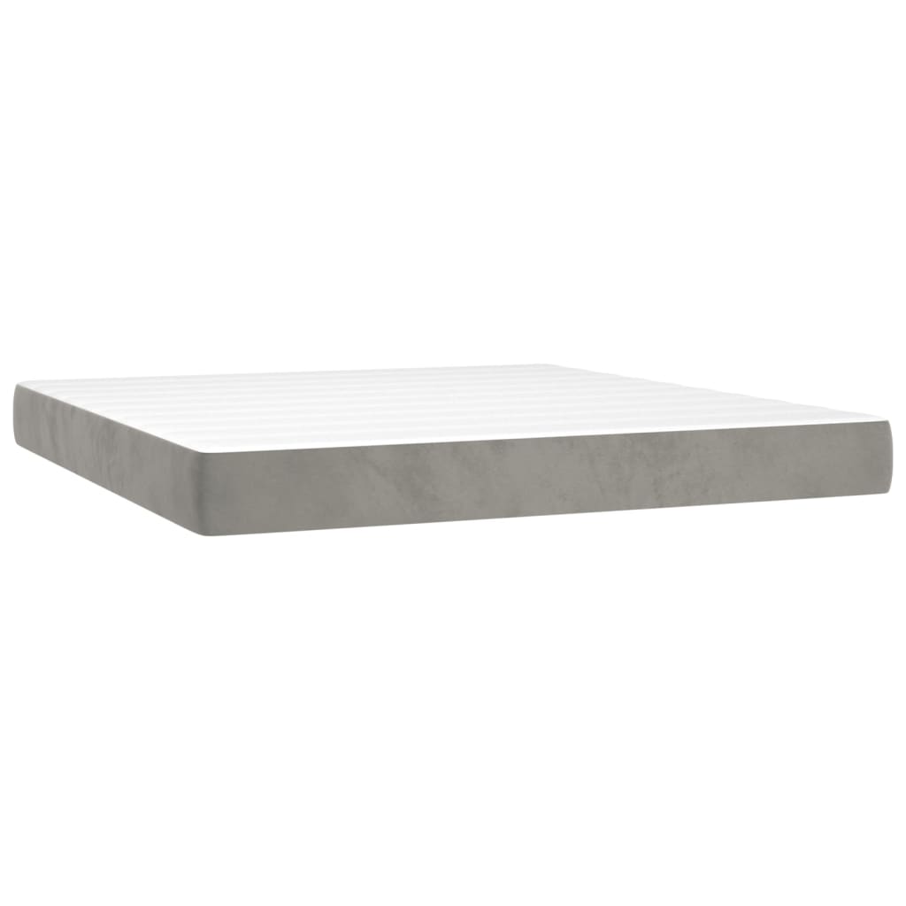 vidaXL Κρεβάτι Boxspring με Στρώμα Ανοιχτό Γκρι 180x200 εκ. Βελούδινο