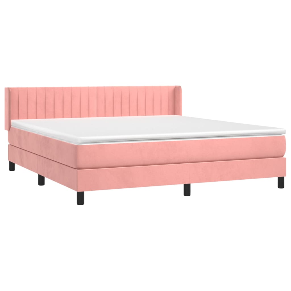 vidaXL Κρεβάτι Boxspring με Στρώμα Ροζ 180x200 εκ. Βελούδινο