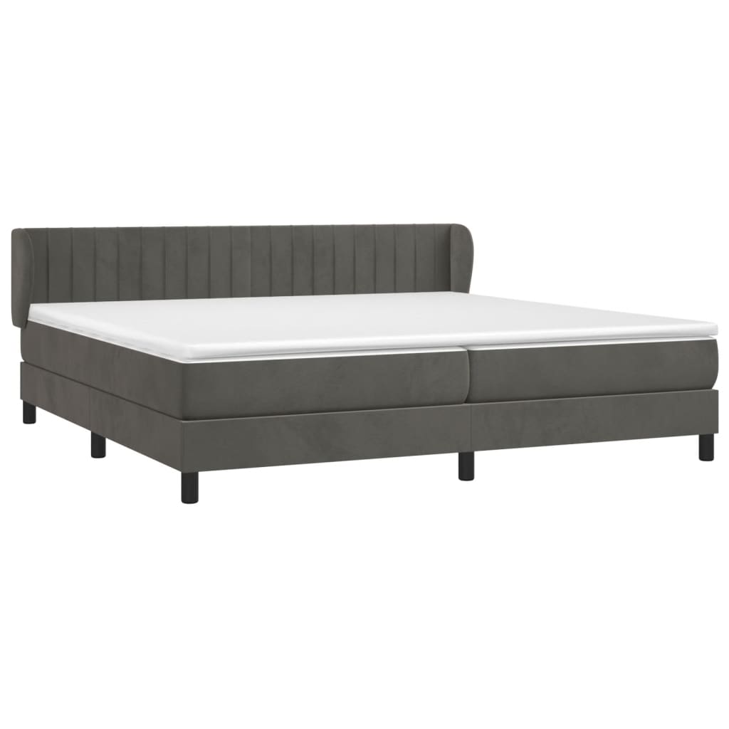 vidaXL Κρεβάτι Boxspring με Στρώμα Σκούρο Γκρι 200x200 εκ. Βελούδινο