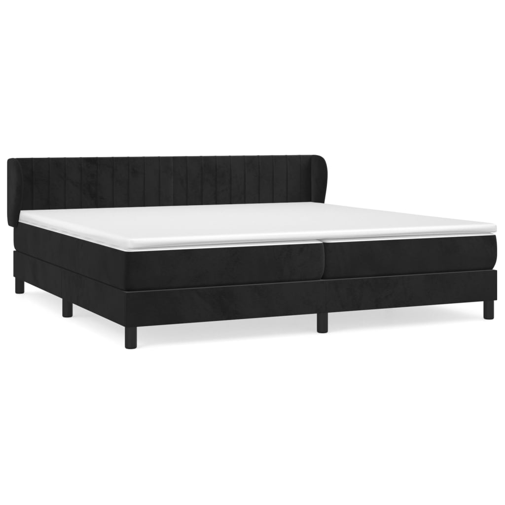 vidaXL Κρεβάτι Boxspring με Στρώμα Μαύρο 200x200 εκ. Βελούδινο