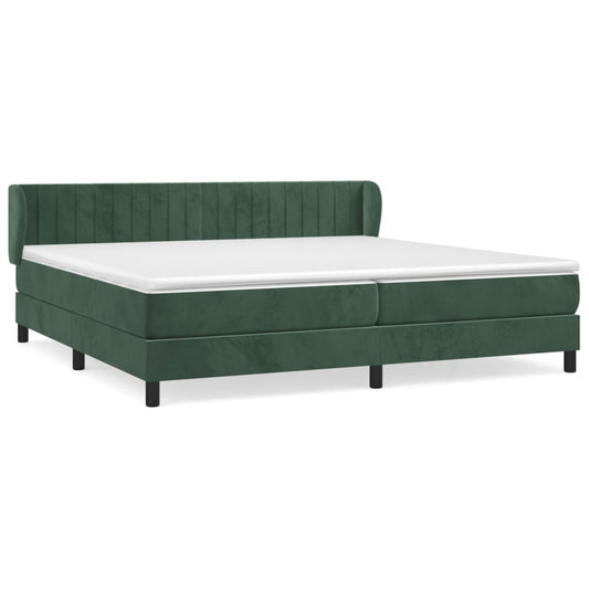 vidaXL Κρεβάτι Boxspring με Στρώμα Σκούρο Πράσινο 200x200εκ. Βελούδινο
