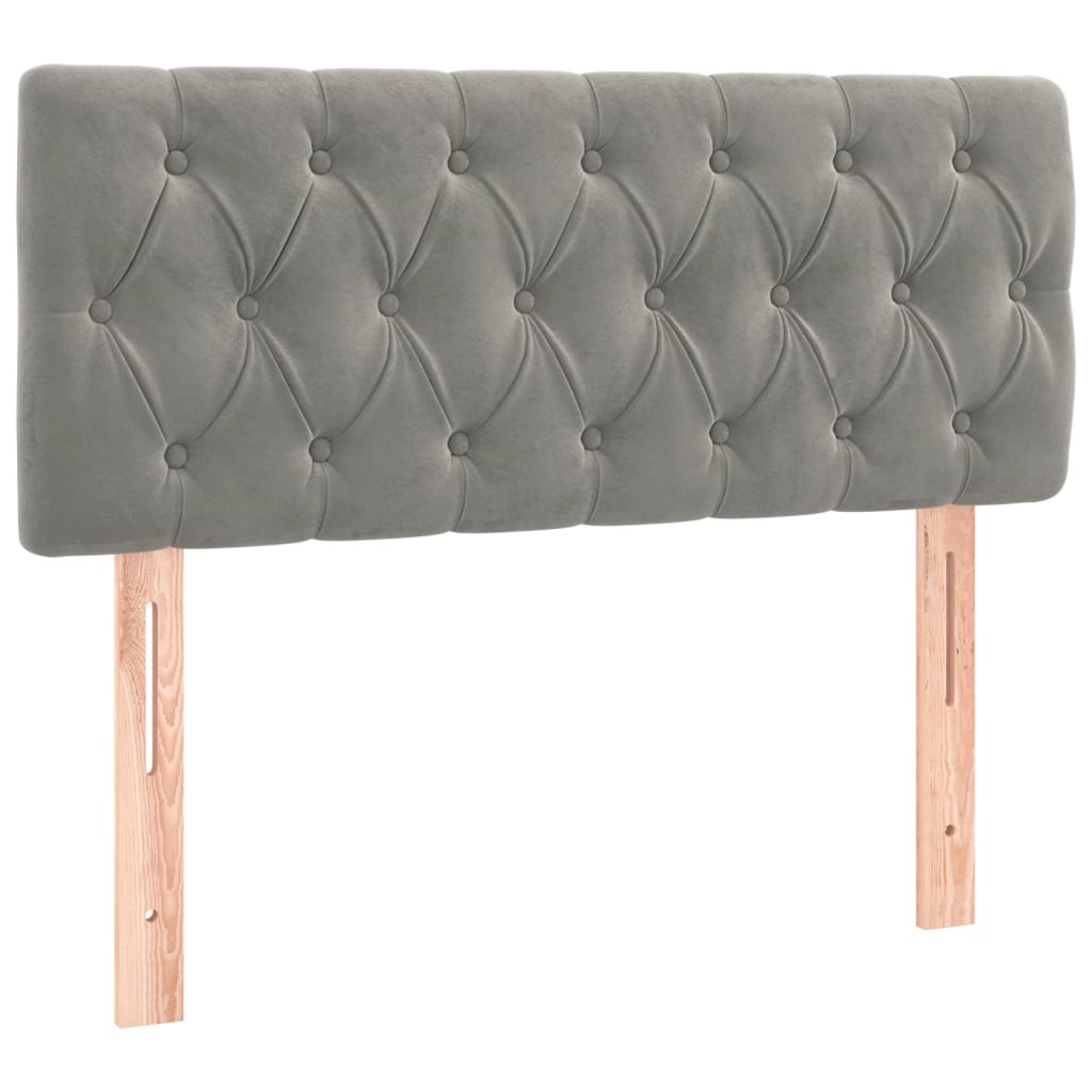 vidaXL Κρεβάτι Boxspring με Στρώμα Ανοιχτό Γκρι 90x200 εκ. Βελούδινο