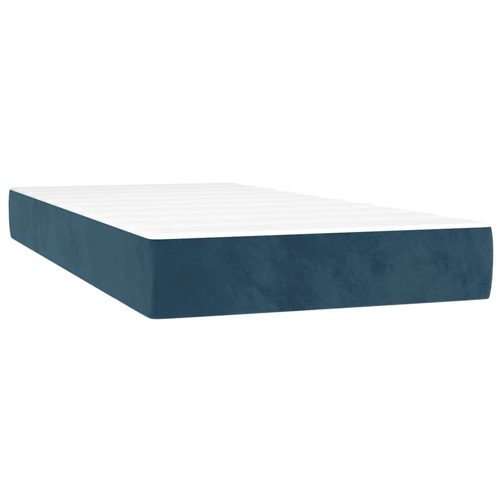 vidaXL Κρεβάτι Boxspring με Στρώμα Σκούρο Μπλε 90x200 εκ. Βελούδινο