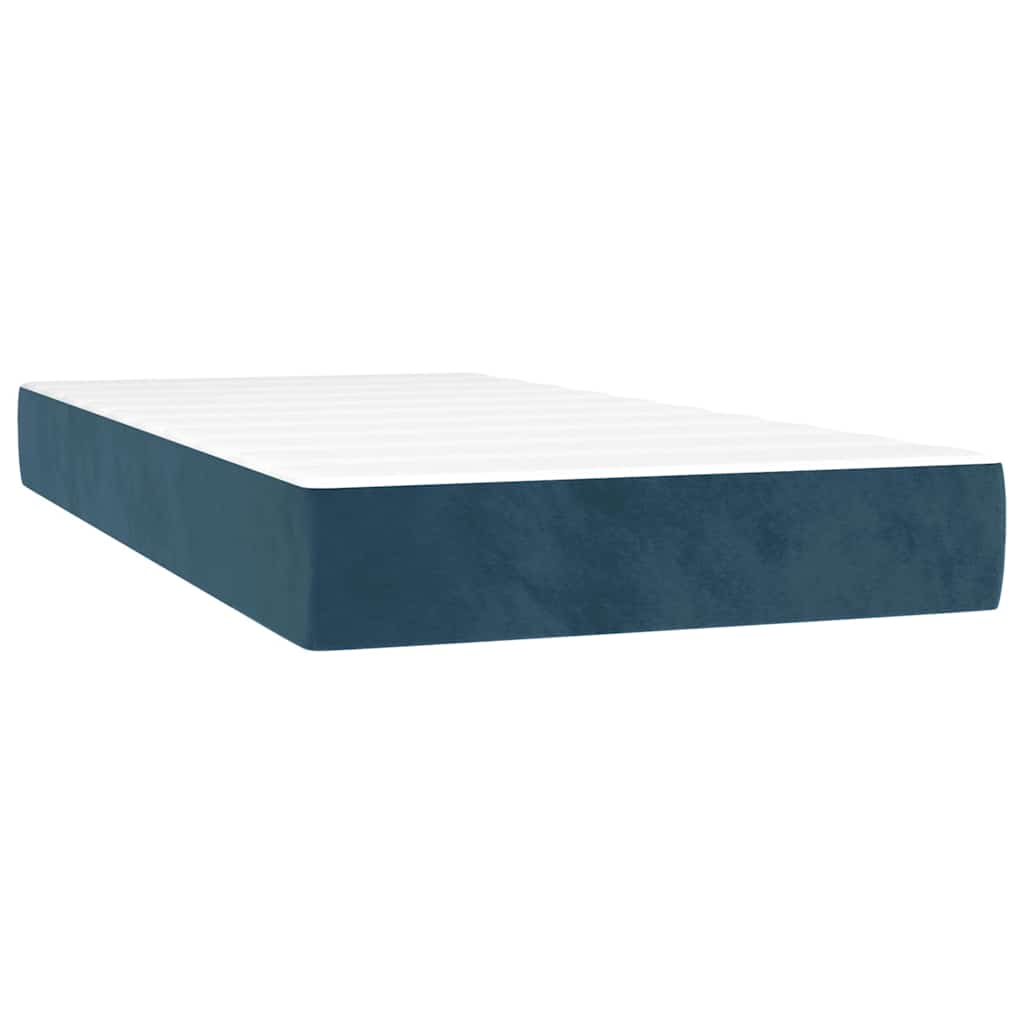 vidaXL Κρεβάτι Boxspring με Στρώμα Σκούρο Μπλε 90x200 εκ. Βελούδινο