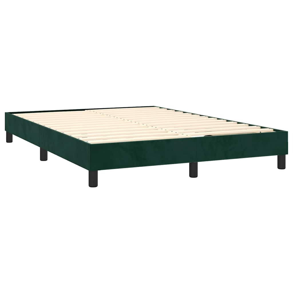 vidaXL Κρεβάτι Boxspring με Στρώμα Σκούρο Πράσινο 140x200εκ. Βελούδινο