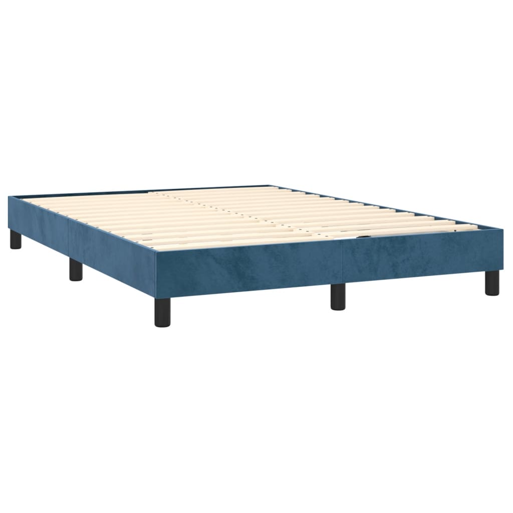 vidaXL Κρεβάτι Boxspring με Στρώμα Σκούρο Μπλε 140x200 εκ. Βελούδινο