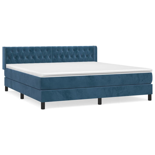 vidaXL Κρεβάτι Boxspring με Στρώμα Σκούρο Μπλε 160x200 εκ. Βελούδινο