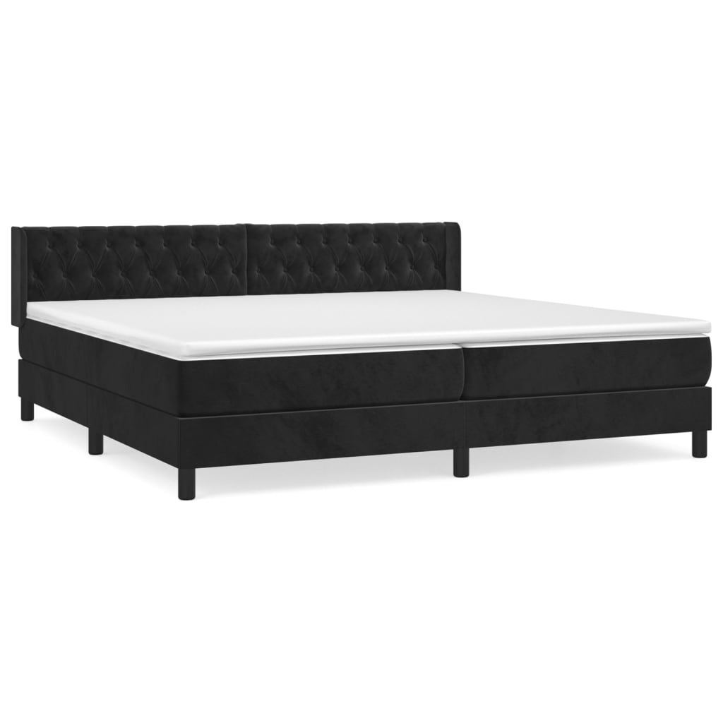 vidaXL Κρεβάτι Boxspring με Στρώμα Μαύρο 200x200 εκ. Βελούδινο