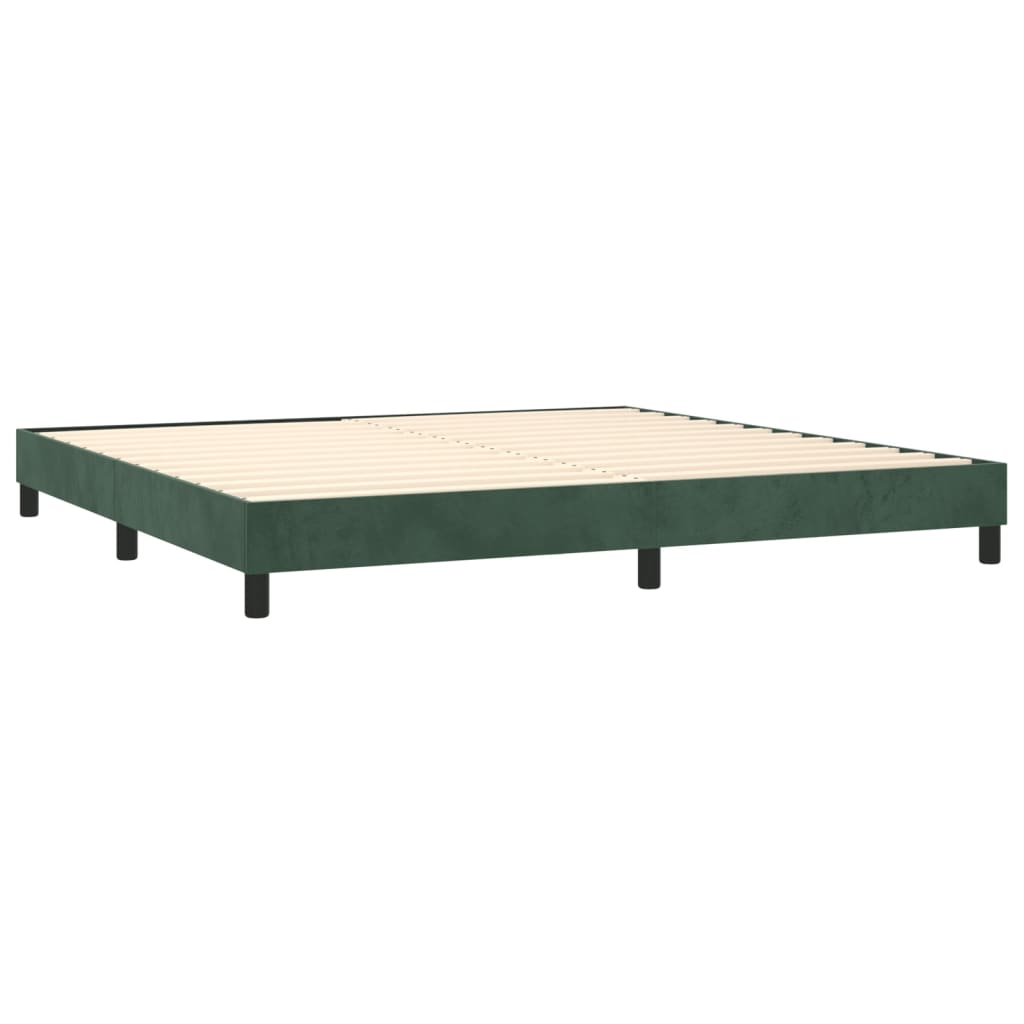 vidaXL Κρεβάτι Boxspring με Στρώμα Σκούρο Πράσινο 200x200εκ. Βελούδινο