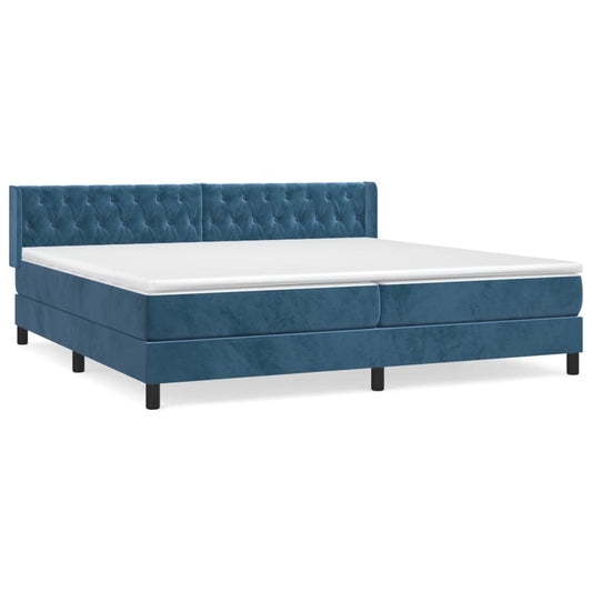 vidaXL Κρεβάτι Boxspring με Στρώμα Σκούρο Μπλε 200x200 εκ. Βελούδινο
