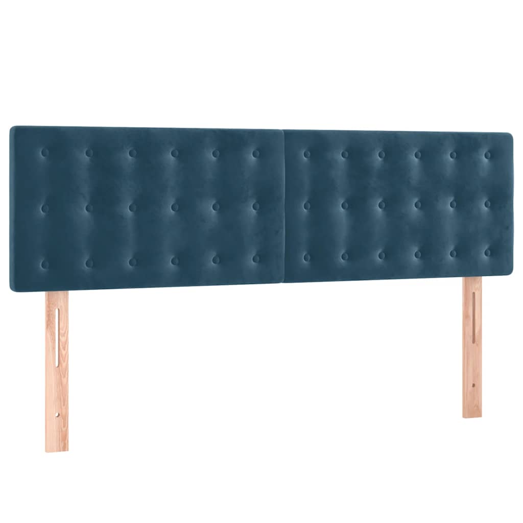 vidaXL Κρεβάτι Boxspring με Στρώμα Σκούρο Μπλε 140x190 εκ. Βελούδινο