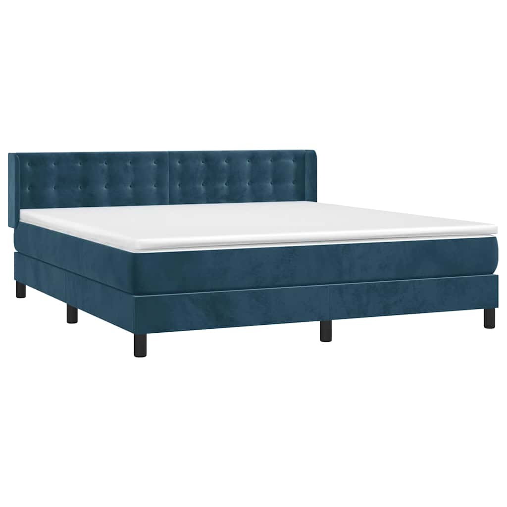 vidaXL Κρεβάτι Boxspring με Στρώμα Σκούρο Μπλε 160x200 εκ. Βελούδινο
