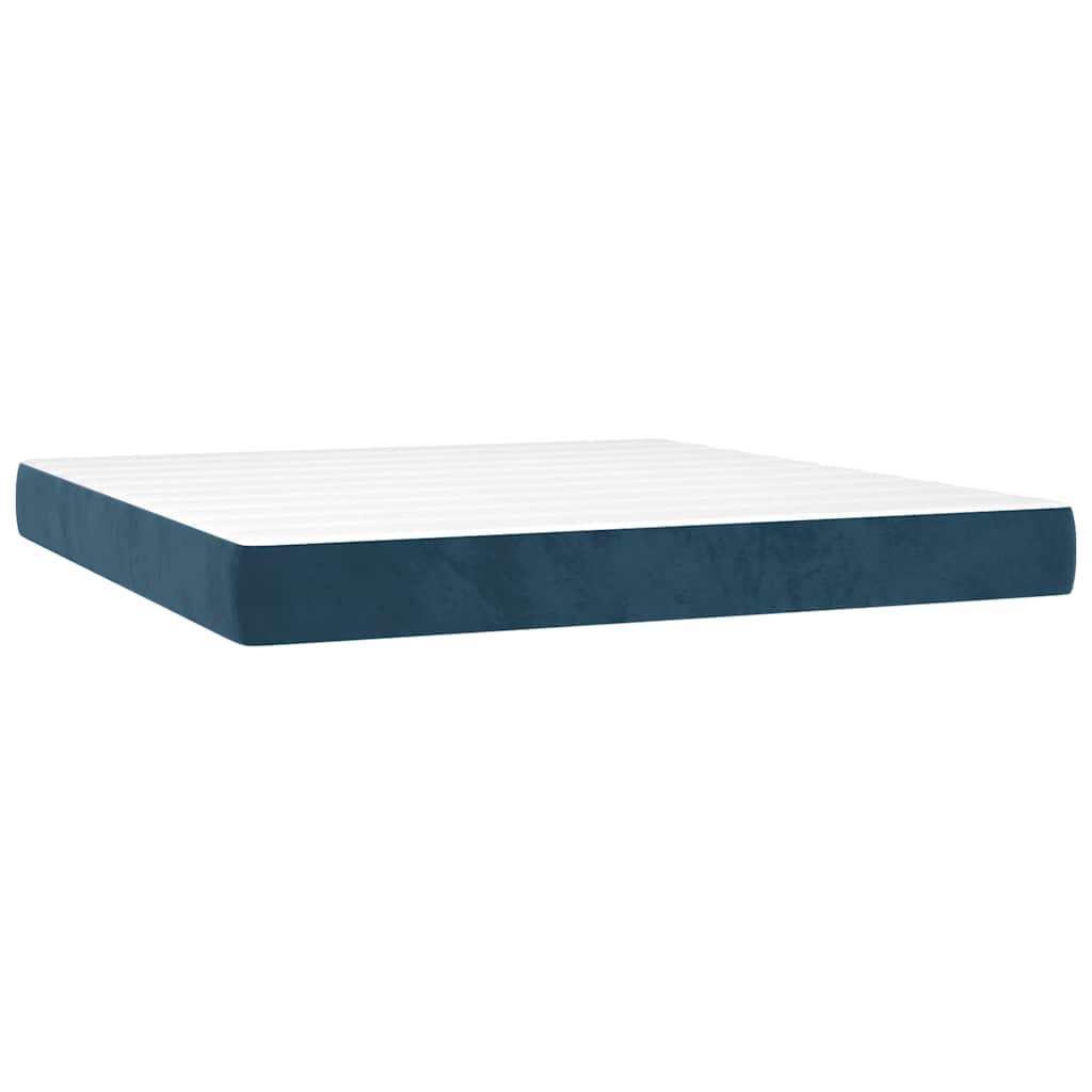 vidaXL Κρεβάτι Boxspring με Στρώμα Σκούρο Μπλε 160x200 εκ. Βελούδινο