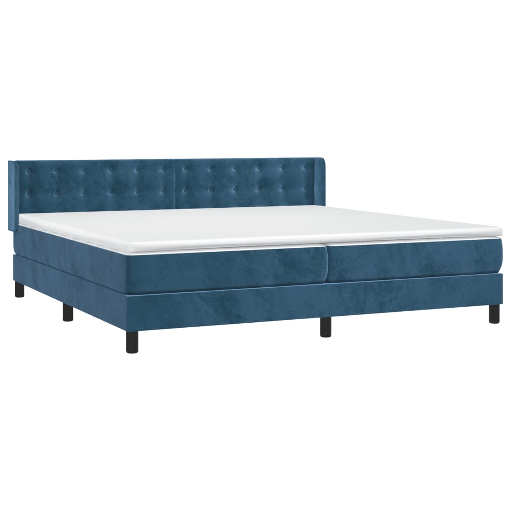 vidaXL Κρεβάτι Boxspring με Στρώμα Σκούρο Μπλε 200x200 εκ. Βελούδινο
