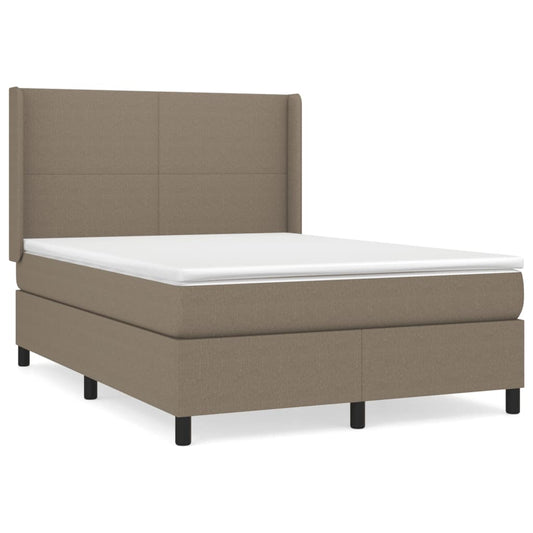 vidaXL Κρεβάτι Boxspring με Στρώμα Taupe 140x200 εκ. Υφασμάτινο