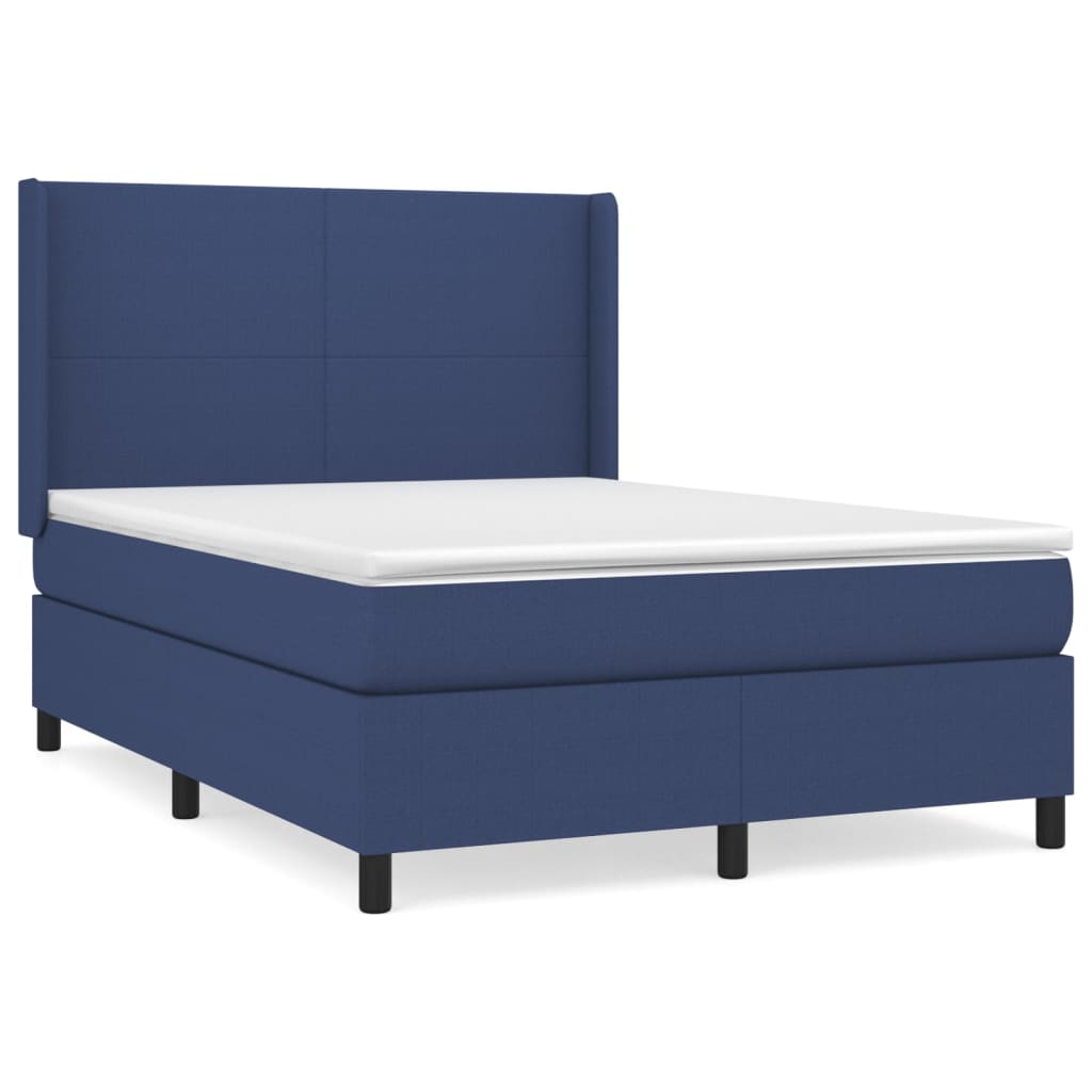 vidaXL Κρεβάτι Boxspring με Στρώμα Μπλε 140x200 εκ. Υφασμάτινο
