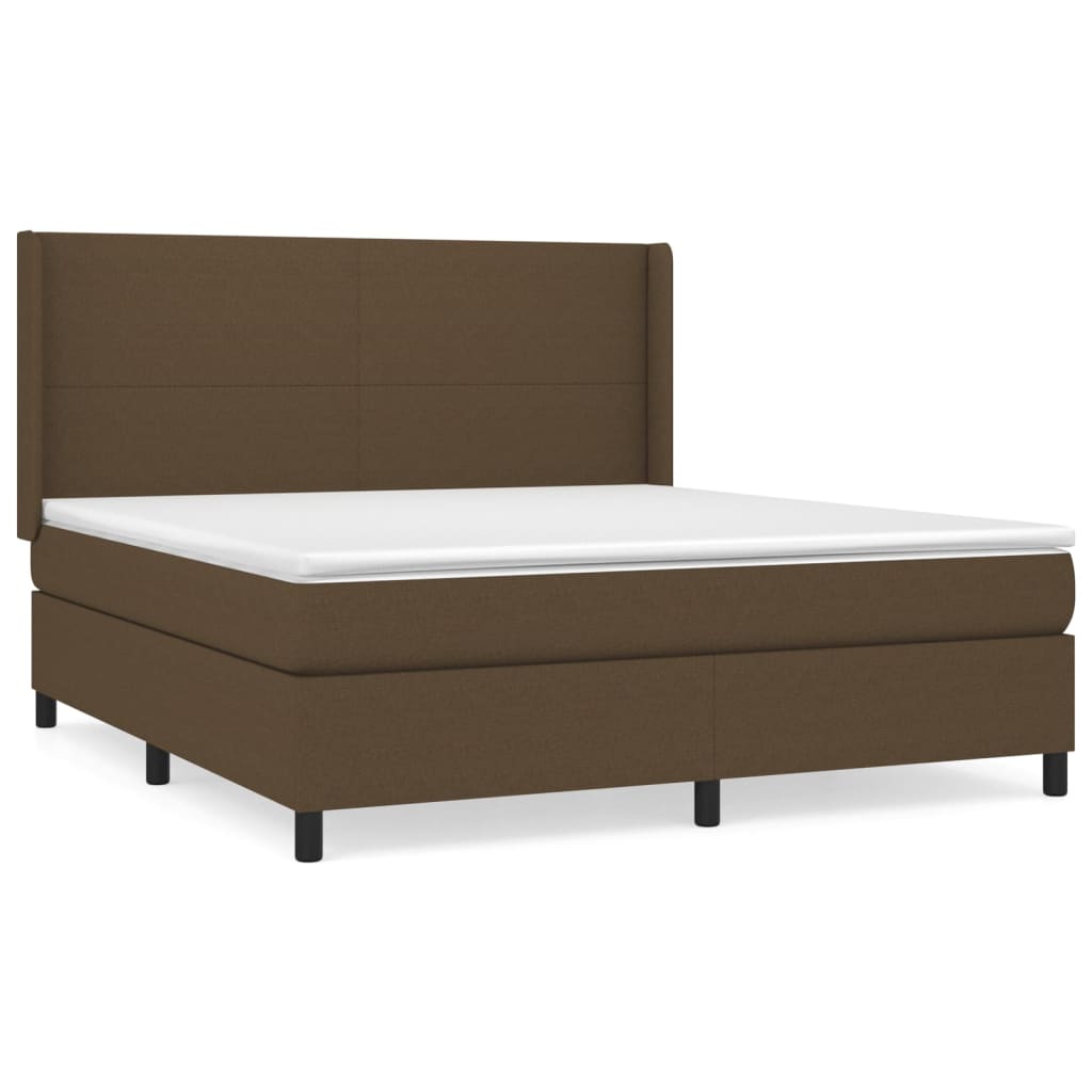 vidaXL Κρεβάτι Boxspring με Στρώμα Σκούρο Καφέ 180x200 εκ Υφασμάτινο