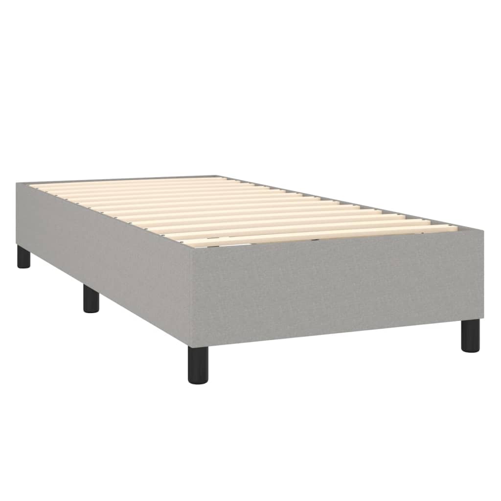 vidaXL Κρεβάτι Boxspring με Στρώμα Ανοιχτό Γκρι 90x190 εκ. Υφασμάτινο