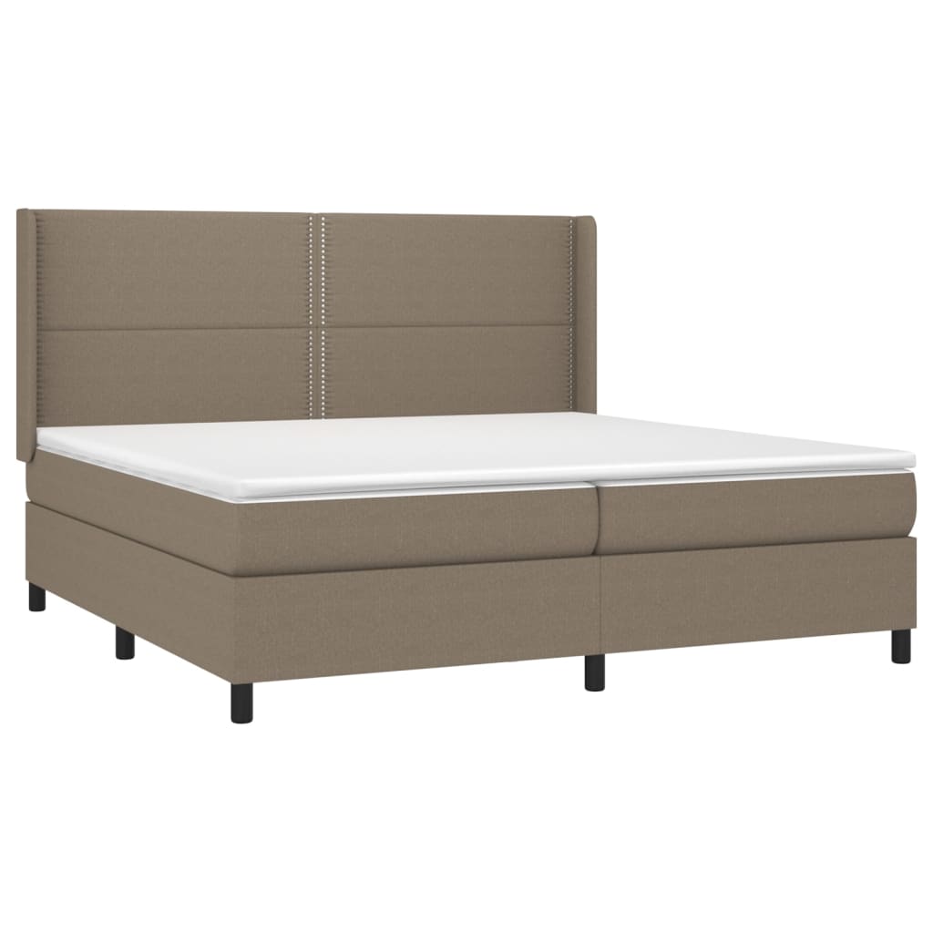 vidaXL Κρεβάτι Boxspring με Στρώμα Taupe 200x200 εκ. Υφασμάτινο