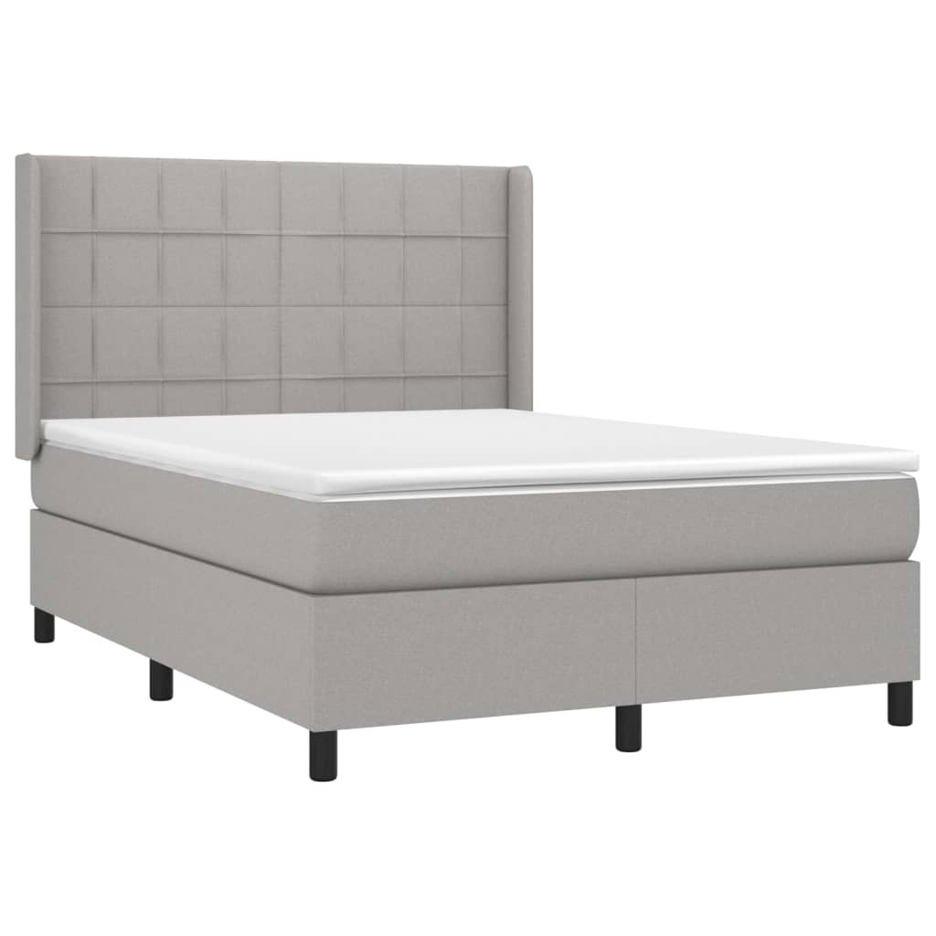vidaXL Κρεβάτι Boxspring με Στρώμα Ανοιχτό Γκρι 140x200 εκ. Υφασμάτινο