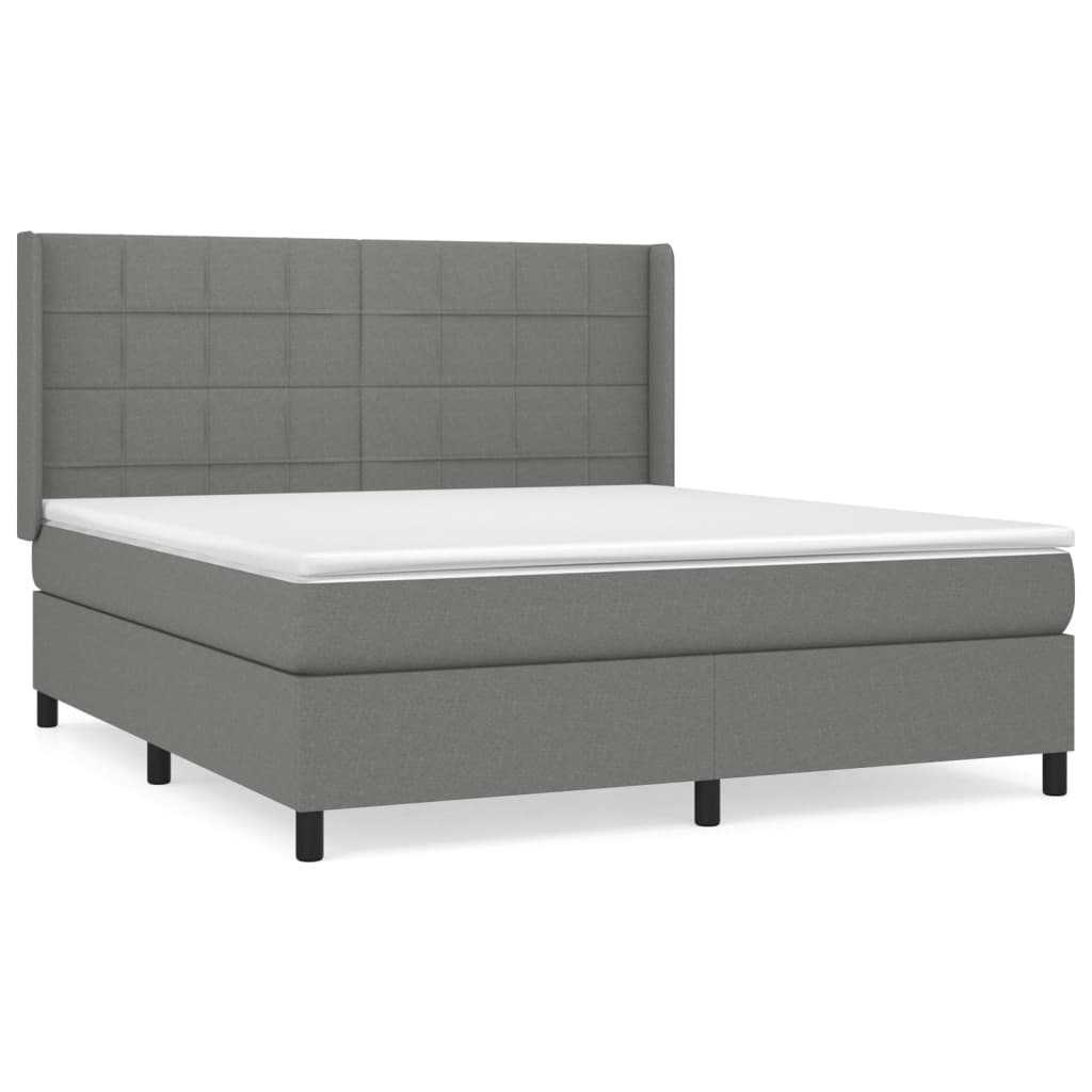 vidaXL Κρεβάτι Boxspring με Στρώμα Σκούρο Γκρι 160x200 εκ Υφασμάτινο