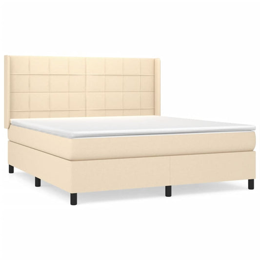vidaXL Κρεβάτι Boxspring με Στρώμα Κρεμ 180x200 εκ. Υφασμάτινο