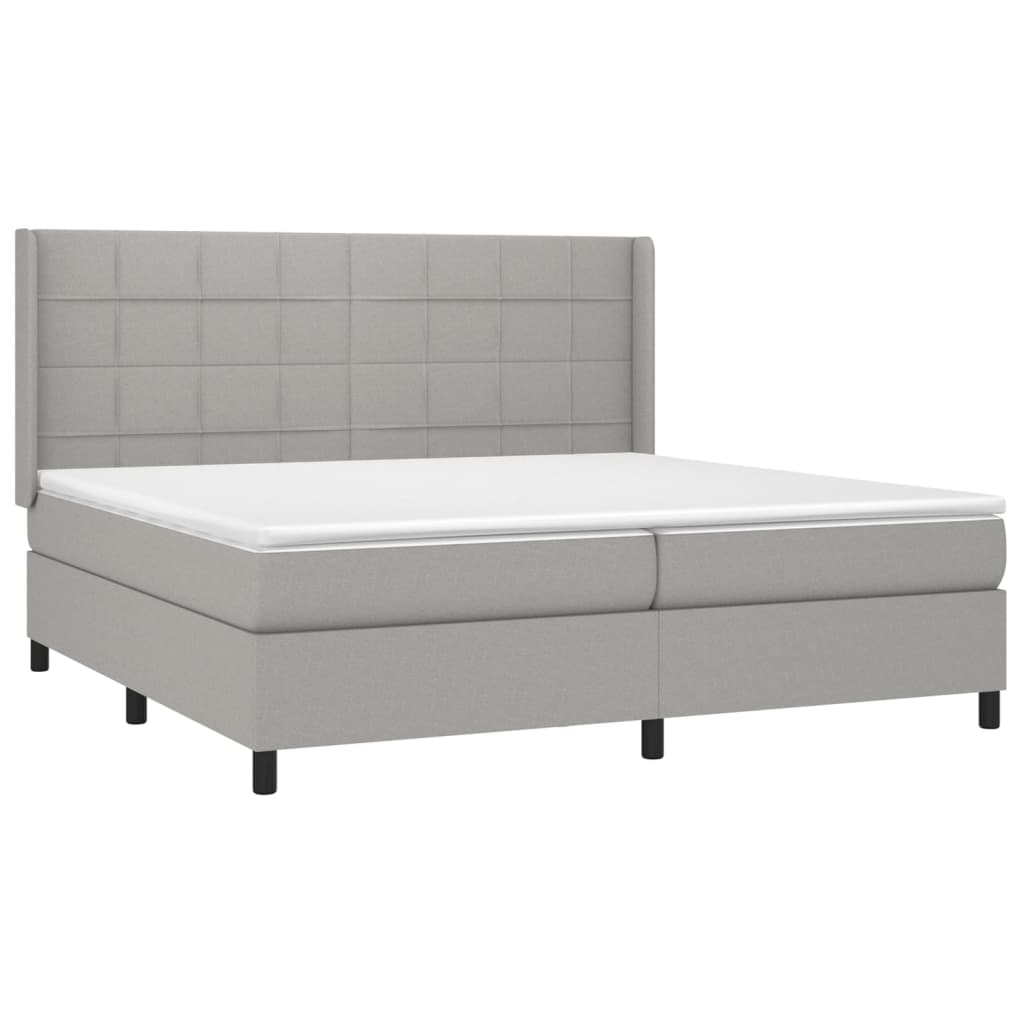vidaXL Κρεβάτι Boxspring με Στρώμα Ανοιχτό Γκρι 200x200 εκ. Υφασμάτινο