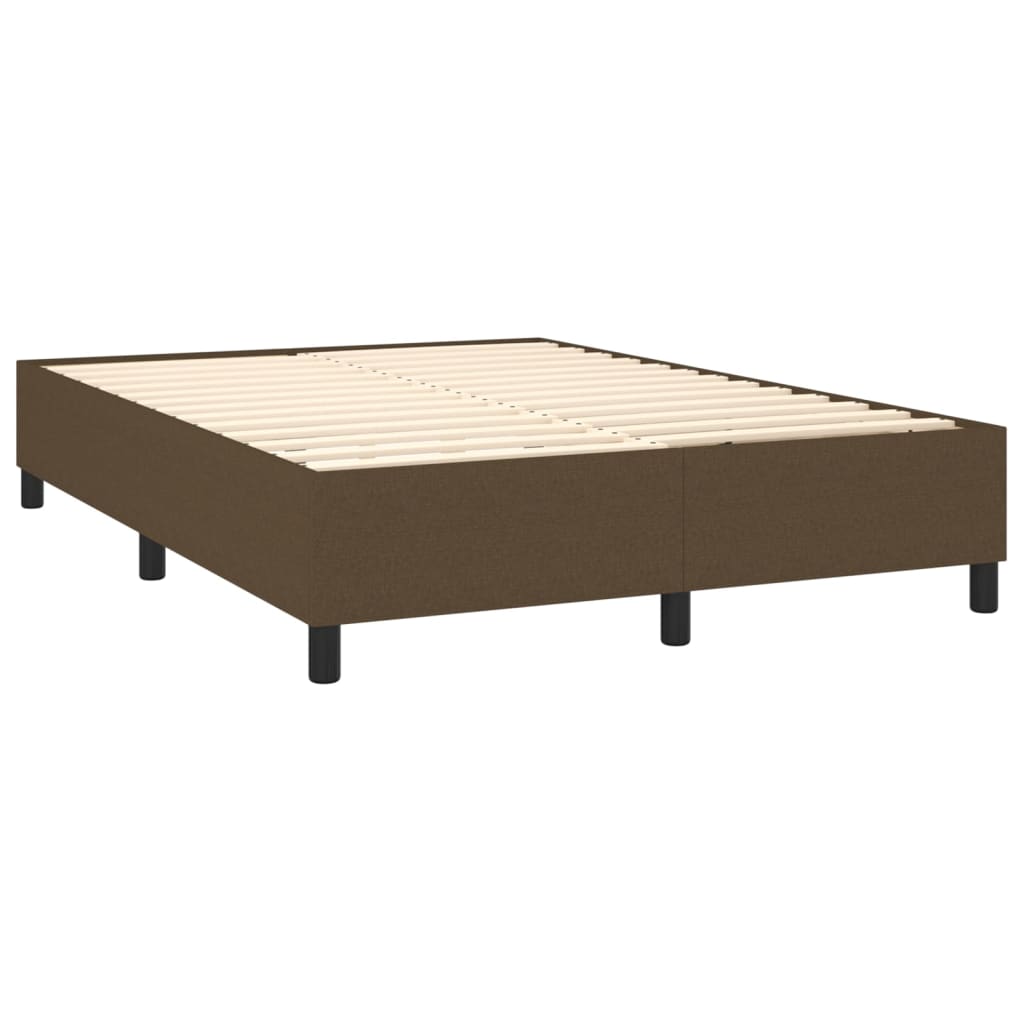 vidaXL Κρεβάτι Boxspring με Στρώμα Σκούρο Καφέ 140x190 εκ. Υφασμάτινο