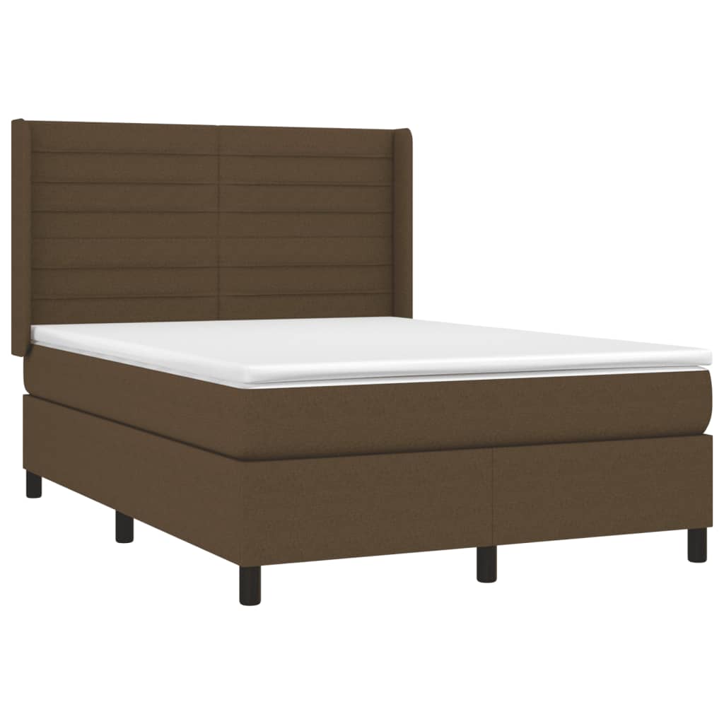 vidaXL Κρεβάτι Boxspring με Στρώμα Σκούρο Καφέ 140x200 εκ Υφασμάτινο