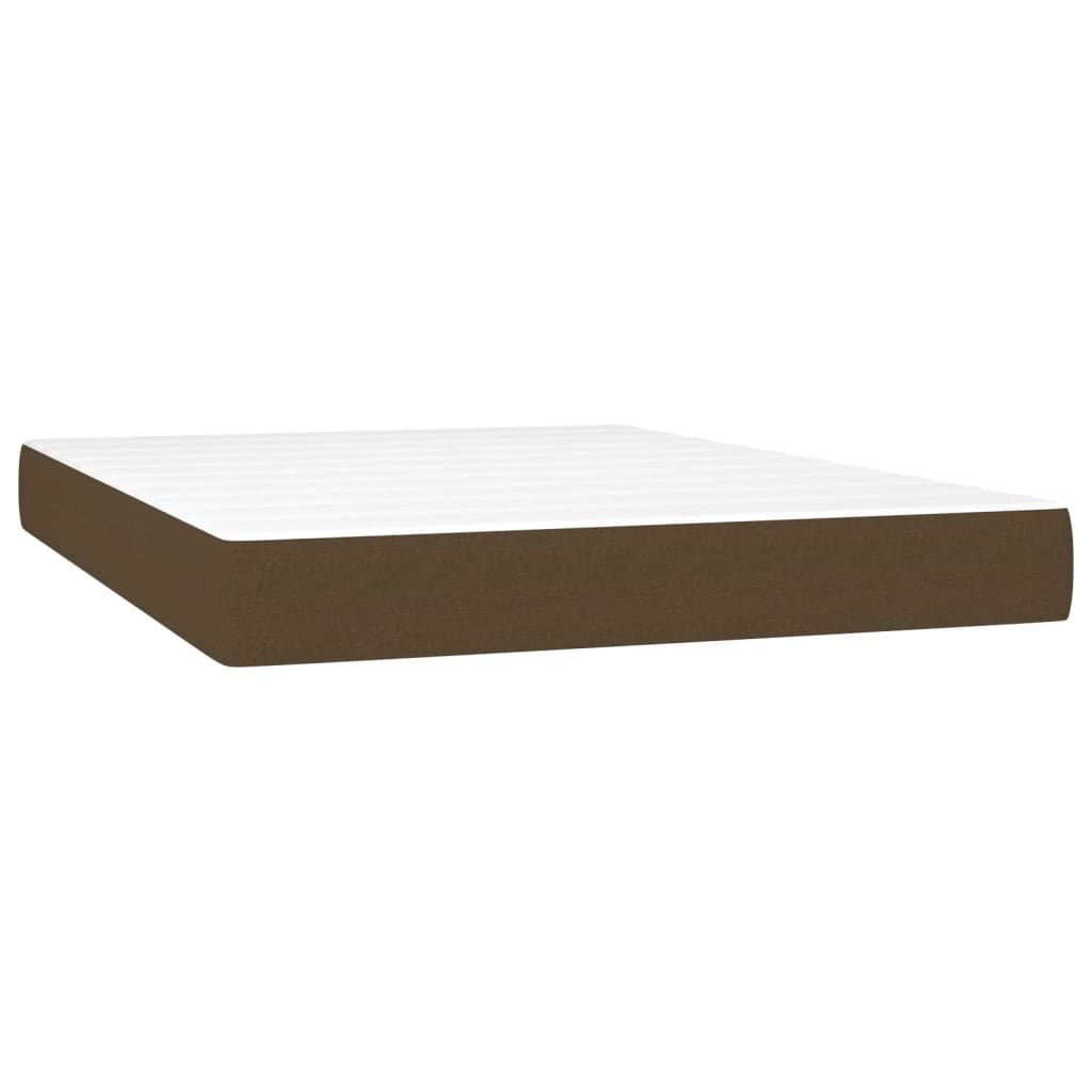 vidaXL Κρεβάτι Boxspring με Στρώμα Σκούρο Καφέ 140x200 εκ Υφασμάτινο