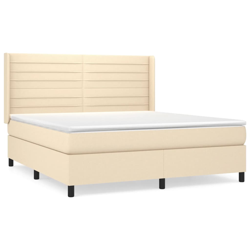 vidaXL Κρεβάτι Boxspring με Στρώμα Κρεμ 160x200 εκ. Υφασμάτινο