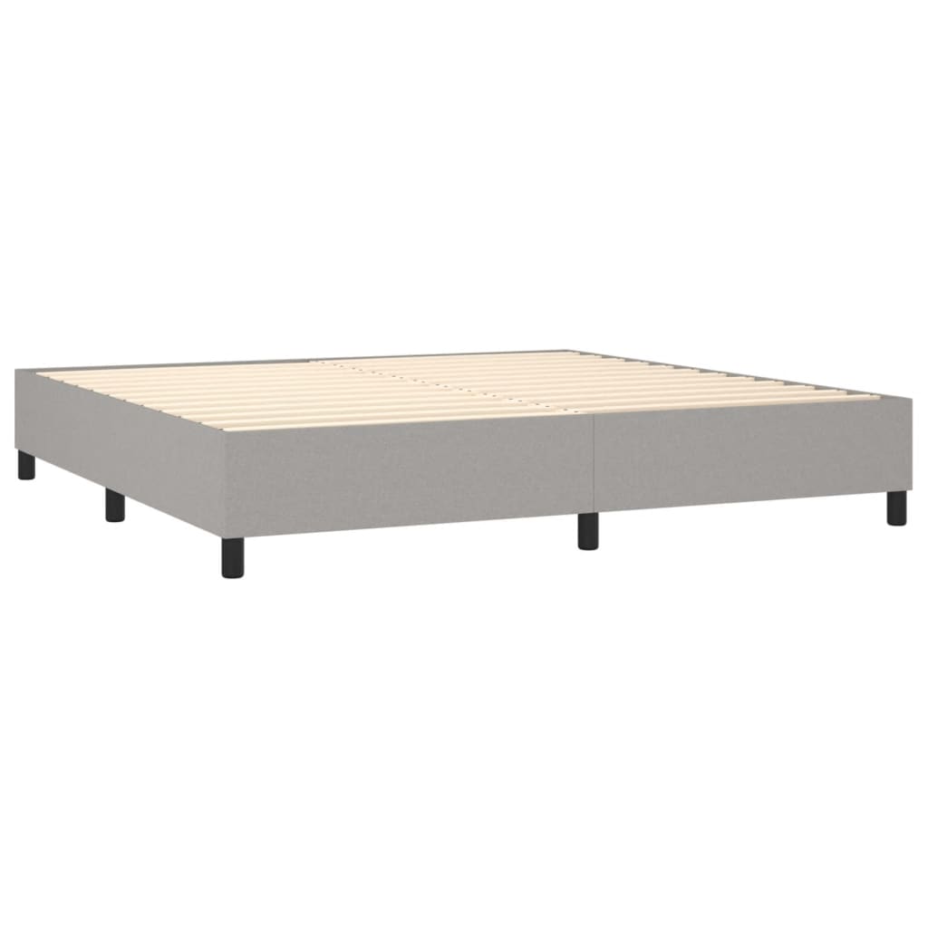 vidaXL Κρεβάτι Boxspring με Στρώμα Ανοιχτό Γκρι 200x200 εκ. Υφασμάτινο