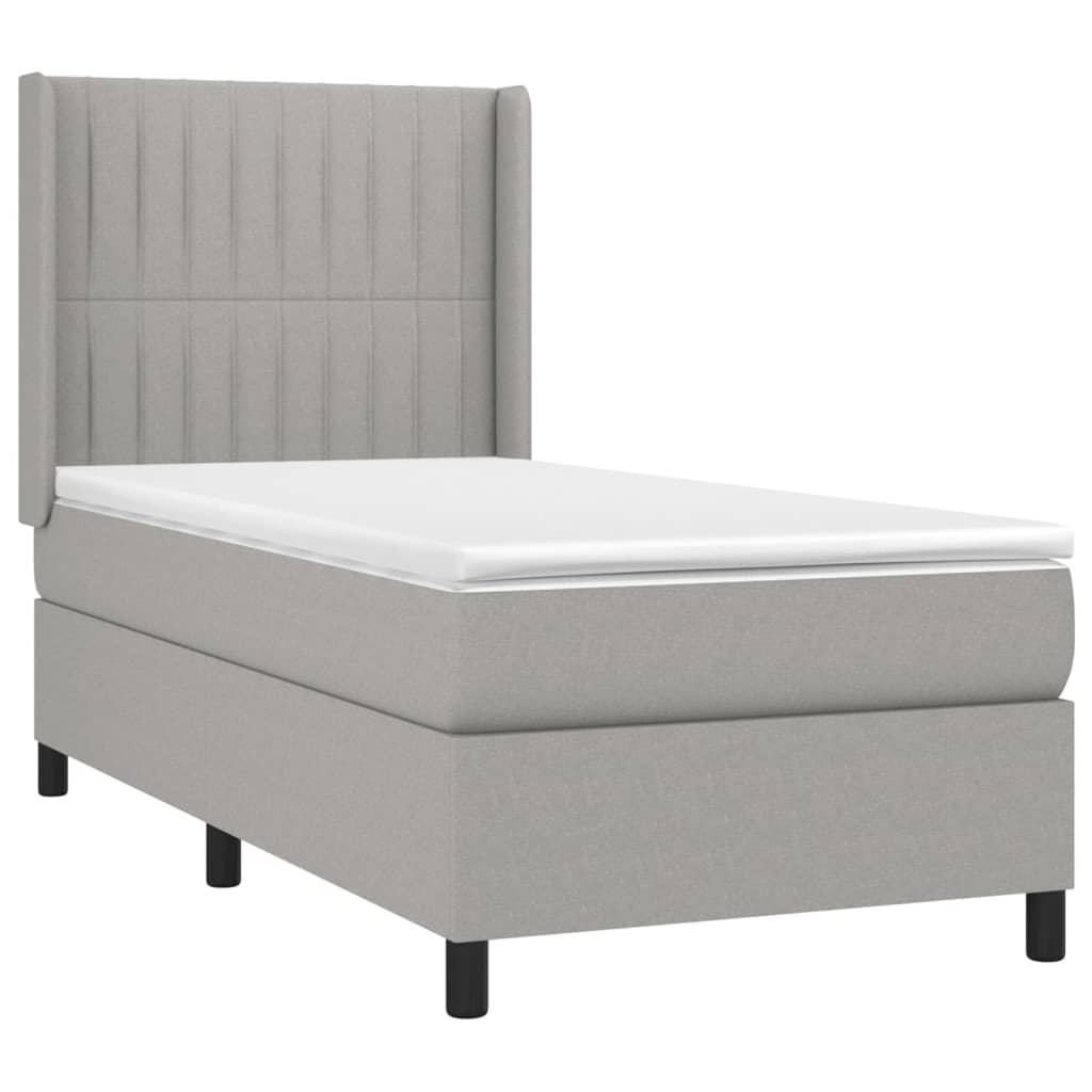 vidaXL Κρεβάτι Boxspring με Στρώμα Ανοιχτό Γκρι 100x200 εκ. Υφασμάτινο