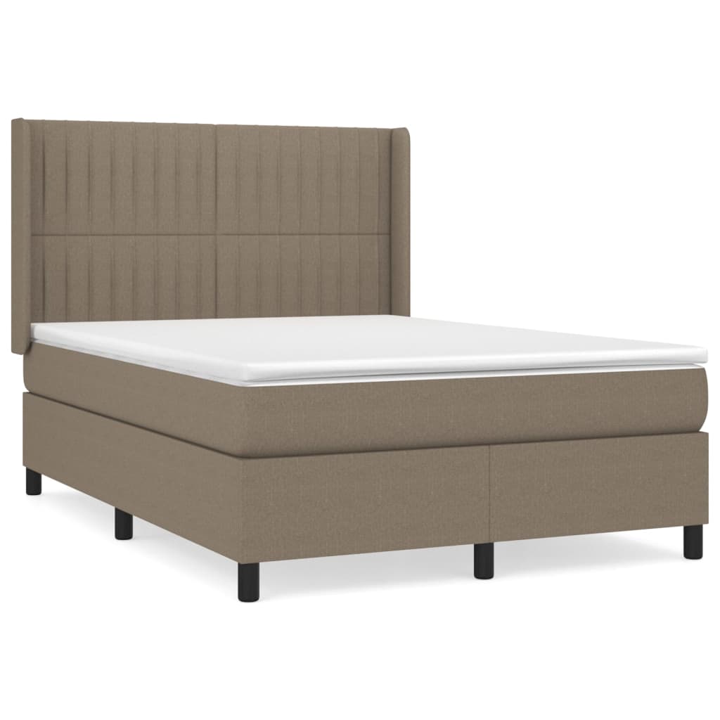 vidaXL Κρεβάτι Boxspring με Στρώμα Taupe 140x200 εκ. Υφασμάτινο