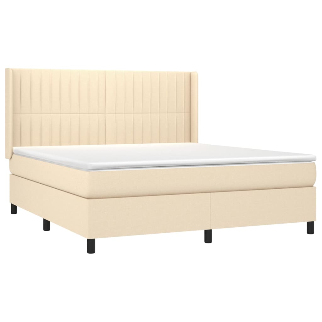 vidaXL Κρεβάτι Boxspring με Στρώμα Κρεμ 160x200 εκ. Υφασμάτινο
