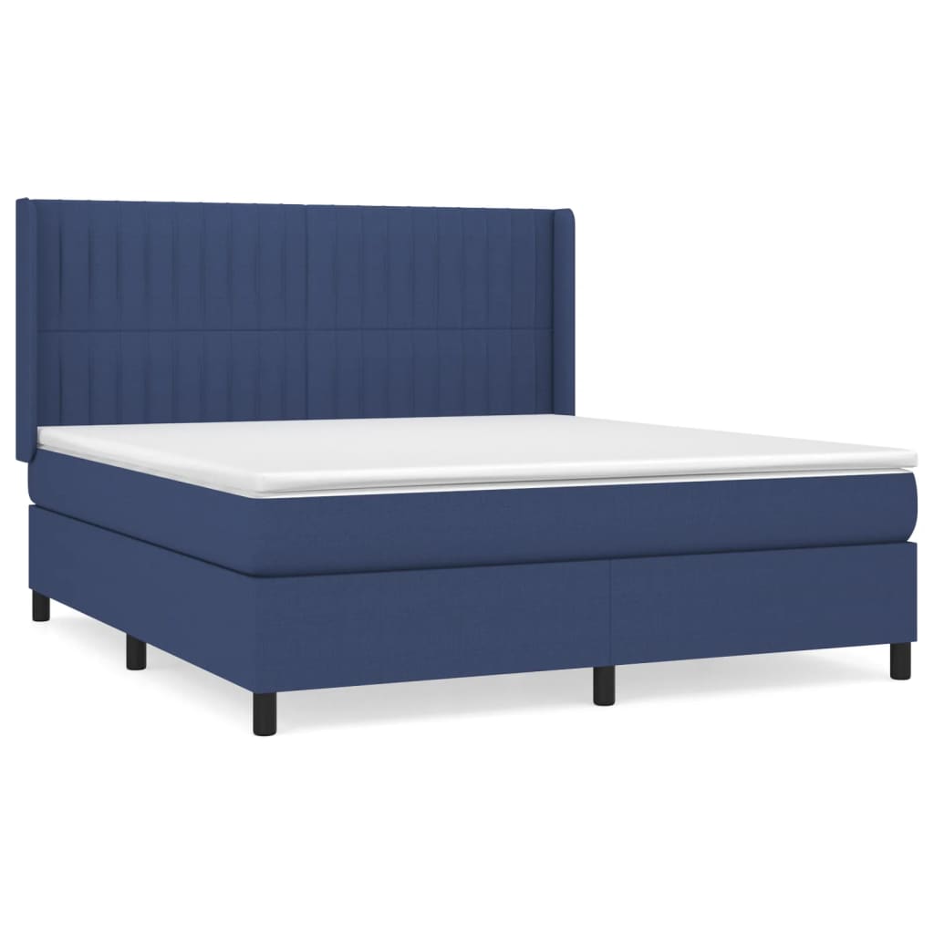 vidaXL Κρεβάτι Boxspring με Στρώμα Μπλε 160x200 εκ. Υφασμάτινο
