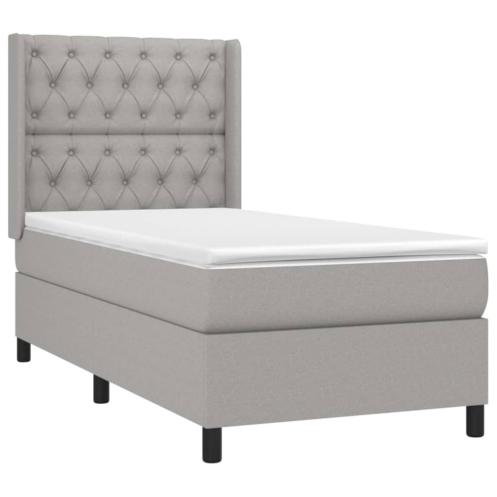 vidaXL Κρεβάτι Boxspring με Στρώμα Ανοιχτό Γκρι 80x200 εκ. Υφασμάτινο