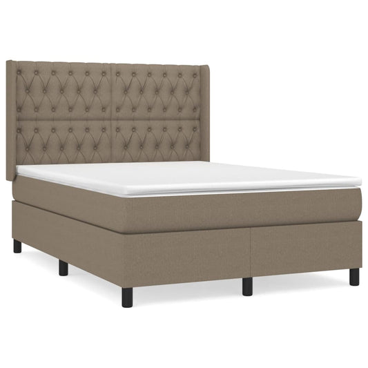 vidaXL Κρεβάτι Boxspring με Στρώμα Taupe 140x200 εκ. Υφασμάτινο